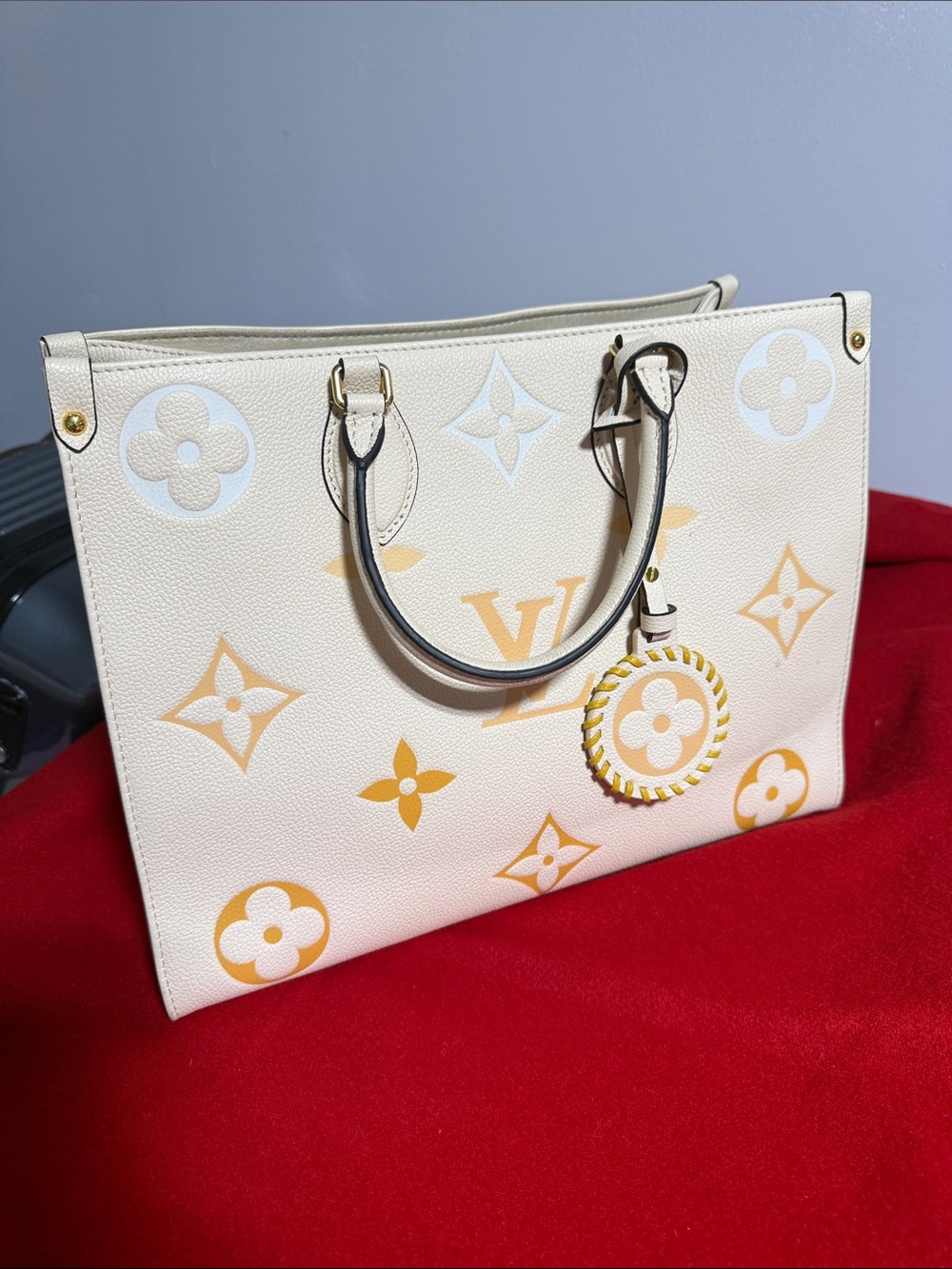 Cream Designer Tote with Yellow Accent - Luxury Women's Bag